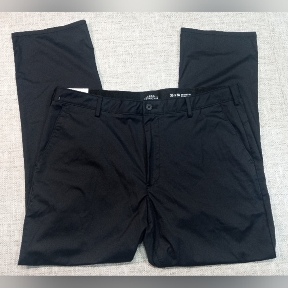 Izod Sports Flex 36x30 Black Straight Fit Quick Dry Chino Pants New With Tags